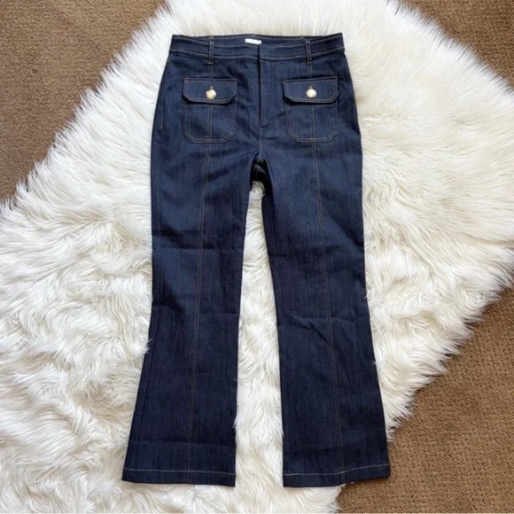 Cinq à Sept NEW Marsha Patch Pocket Kick Flare Jeans Indigo Wash 6 - Picture 3 of 9
